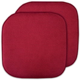 Sweet Home Collection - Honeycomb Memory Foam No Slip Back 16" x 16" Chair Pad Cushion, 2-Pack - Red