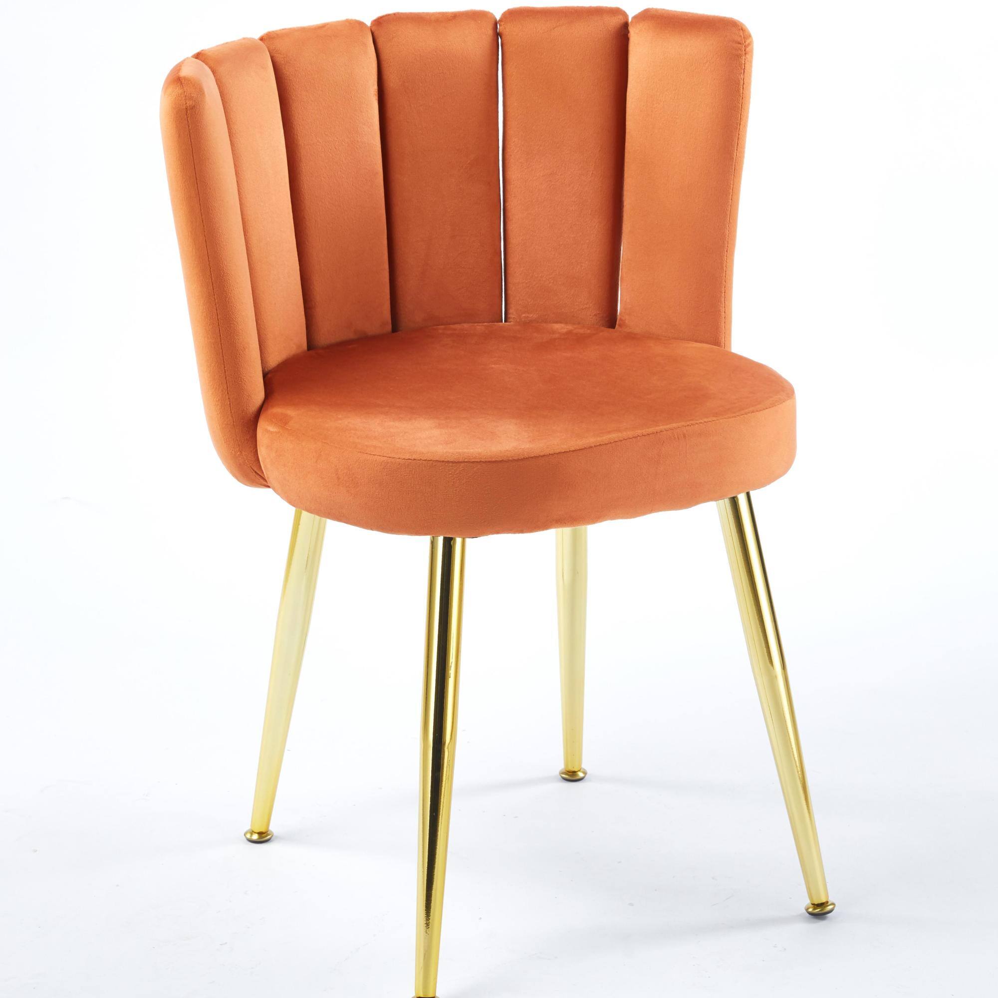 Alt View 1. GOODSILO - Elegant Velvet Dining Chairs Set of 2 with Golden Iron Legs for Modern Living Spaces - Orange.