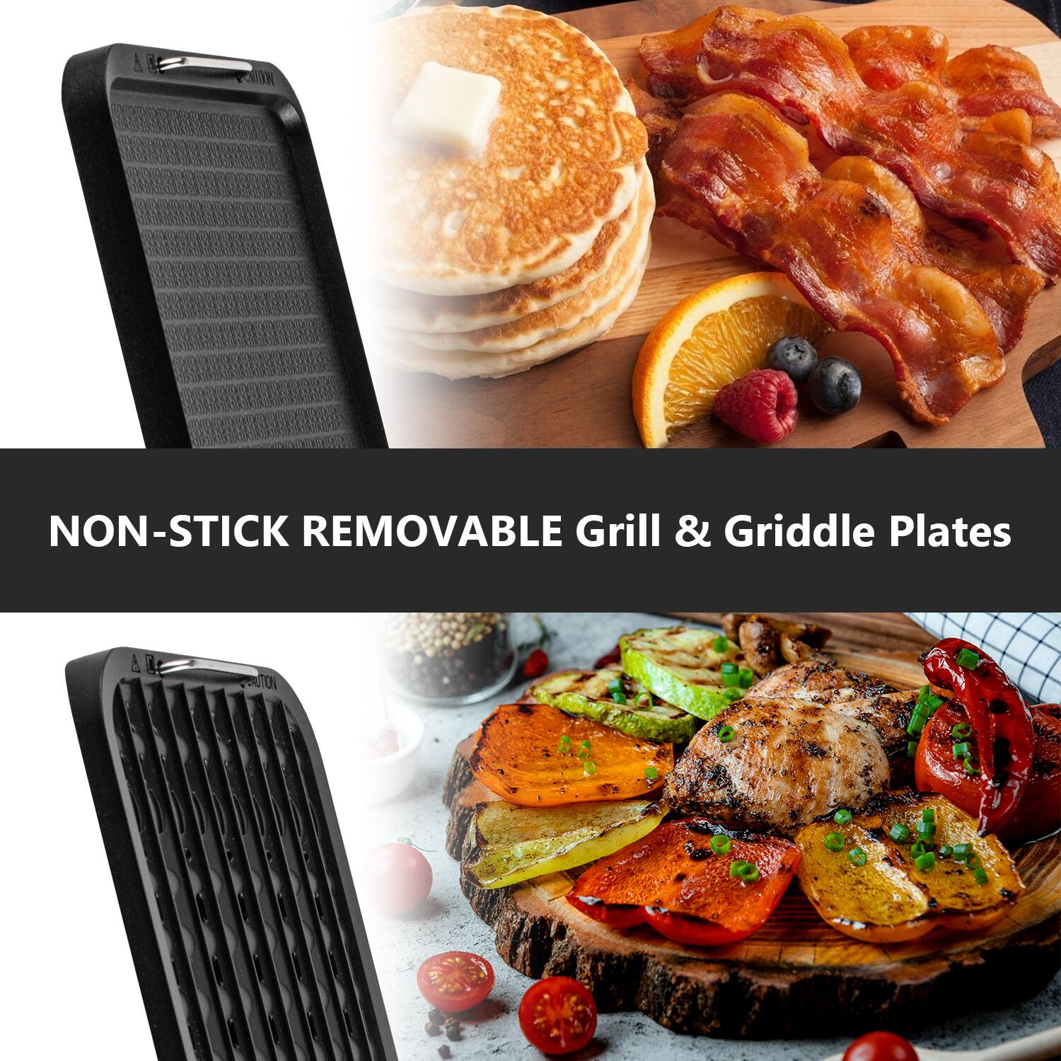 NON-STICK REMOVABLE Grill & Griddle Plates