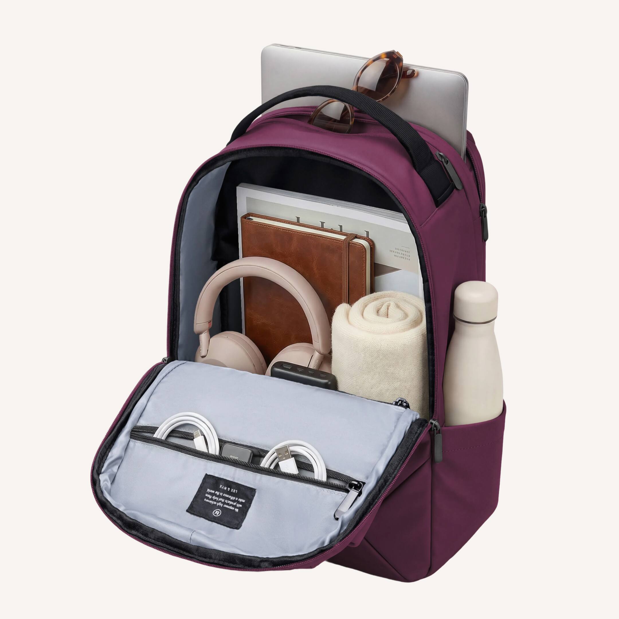Back. Lux & Nyx - Lux & Nyx - Origami 16" Laptop Backpack - Wine - Wine.