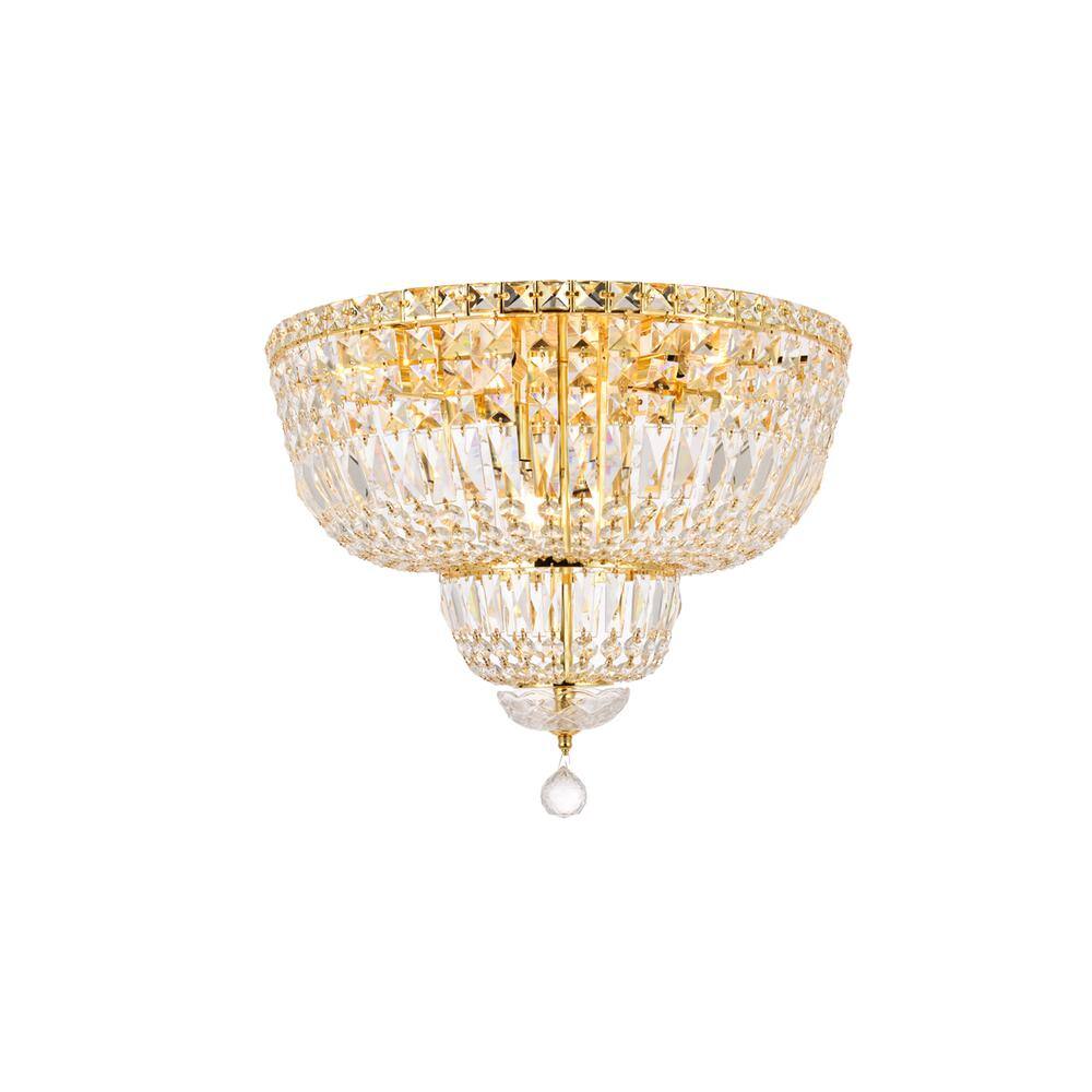 Alt View 6. Elegant Lighting - Tranquil 10 light Gold Flush Mount Clear Royal Cut Crystal - Gold.