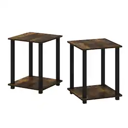 FurniFact - Amber Pine and Black Finish End Table Set with Modern Design - Amber Pine/Black