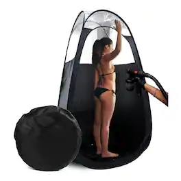 Focus Electronics - Large Pop-Up Spray Tan Tent with Clear Panel and Fan Opening - Black