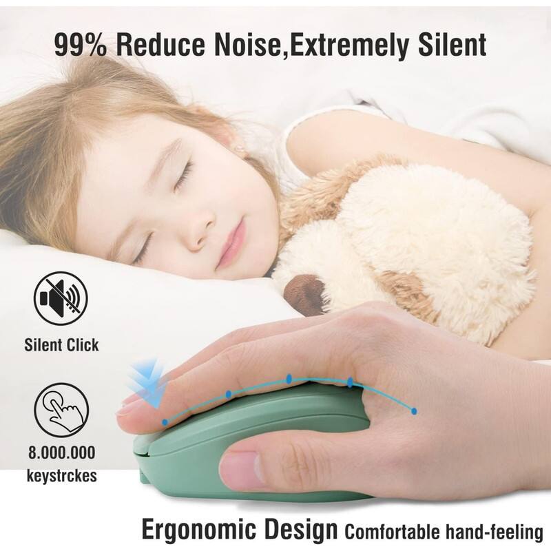 99% Reduce Noise, Extremely Silent  
Silent Click  
8,000,000 keystrokes  
Ergonomic Design Comfortable hand-feeling