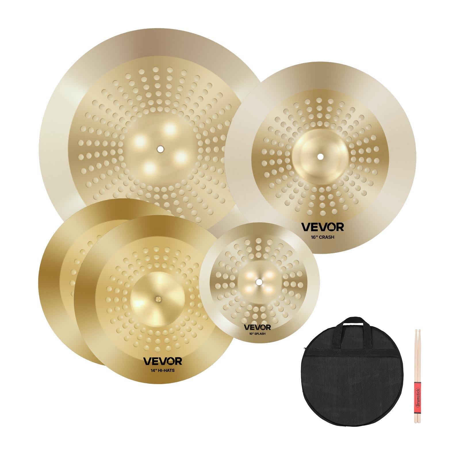 VEVOR 16" CRASH  
VEVOR 14" HI-HATS  
VEVOR 10" SPLASH  
VEVOR 10" SPLASH
