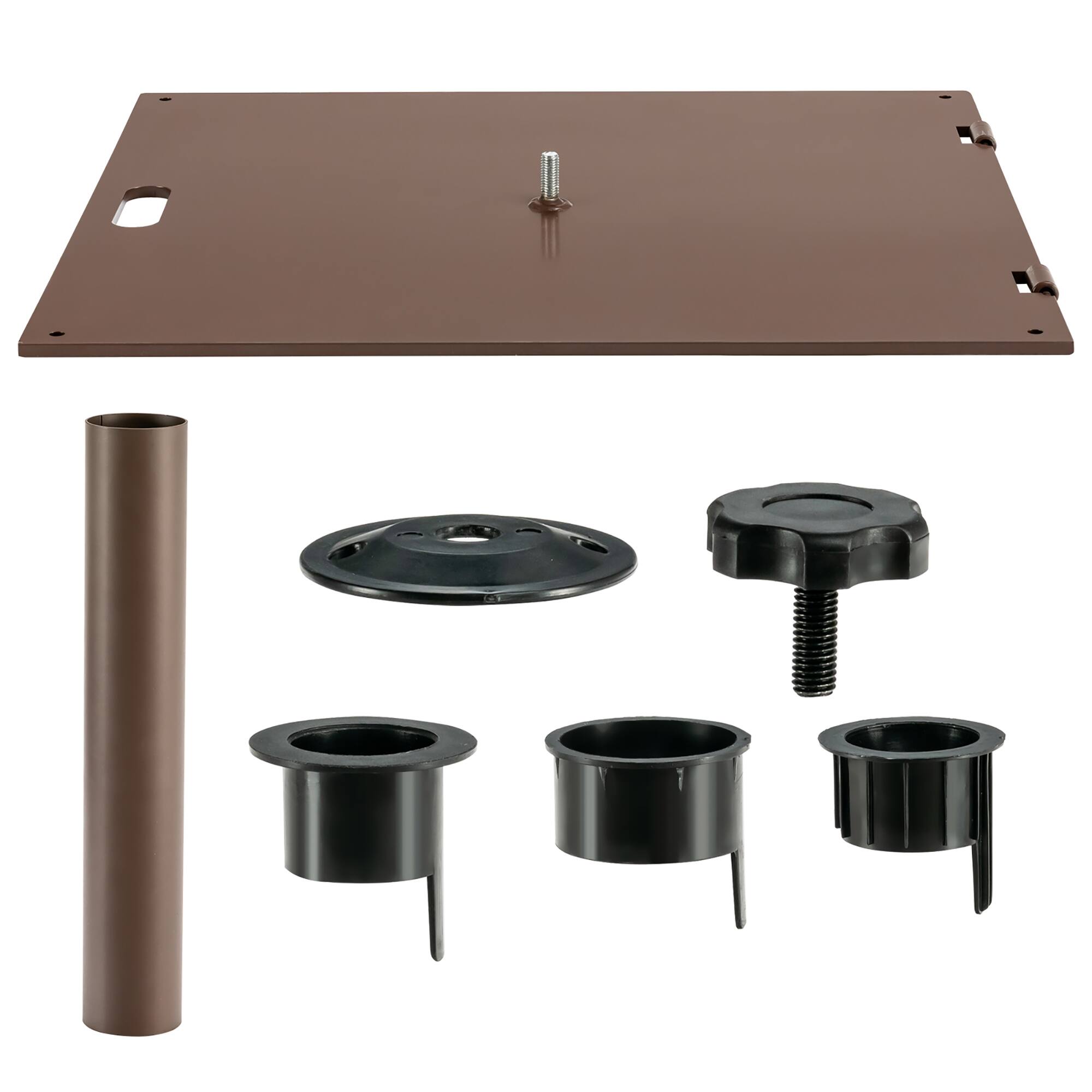 Alt View 10. Costway - 50LBS Patio Square Umbrella Base Stand Market Umbrellas Handle Wheels - Brown.