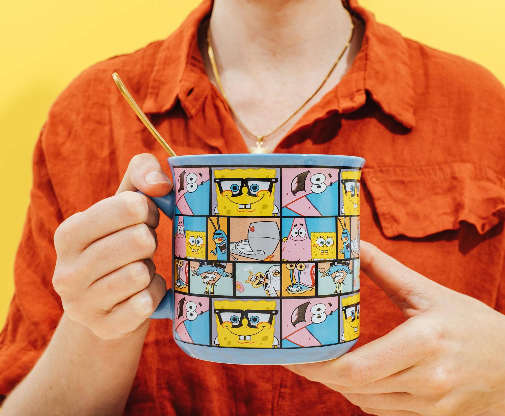 Alt View 5. Silver Buffalo - Nickelodeon SpongeBob SquarePants Character Grid 20-Ounce Ceramic Camper Mug - Multi-Colored.