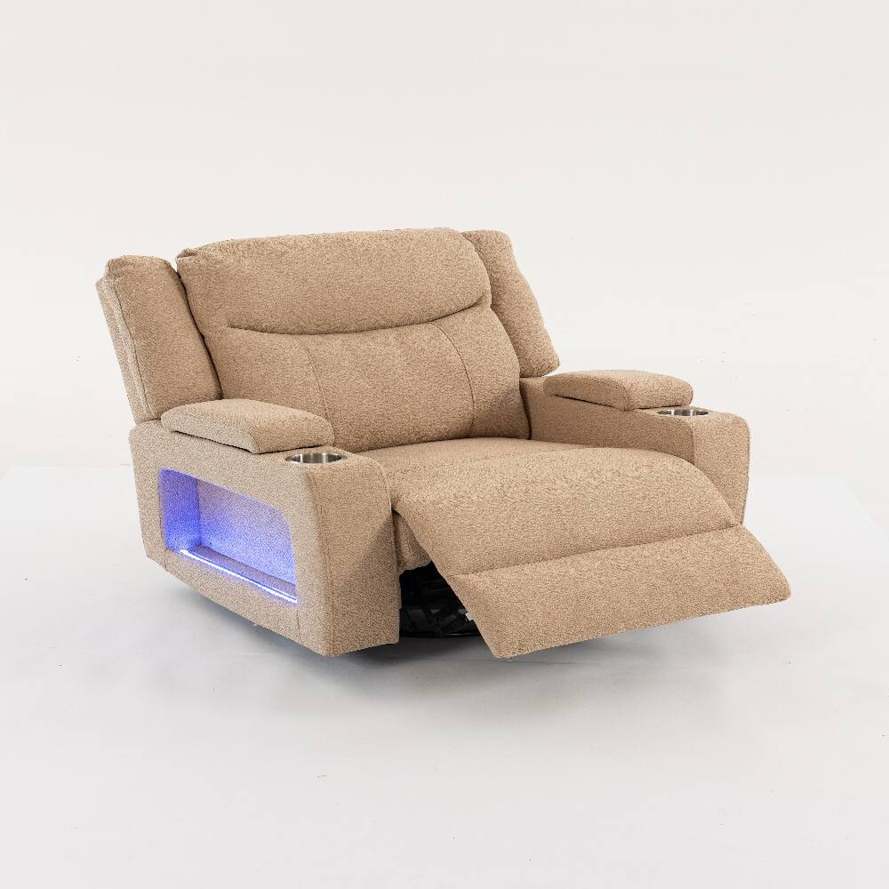 Left. Ropilly - Ropilly Extra Wide Power Recliner Velvet Massage Chair with Swivel and Heat - Camel.
