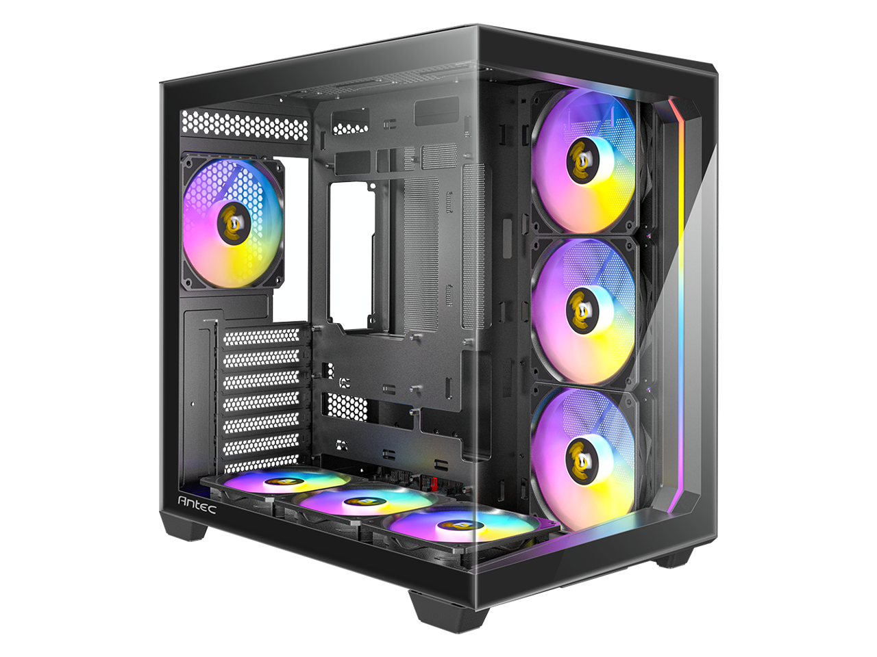 Alt View 3. Antec - Antec C5 ARGB, 7x 120mm ARGB Fans, 10 Fan Support, Type-C 3.2 Gen 2, Tempered Glass, 360mm Radiator, Mid-Tower ATX Case - Black.