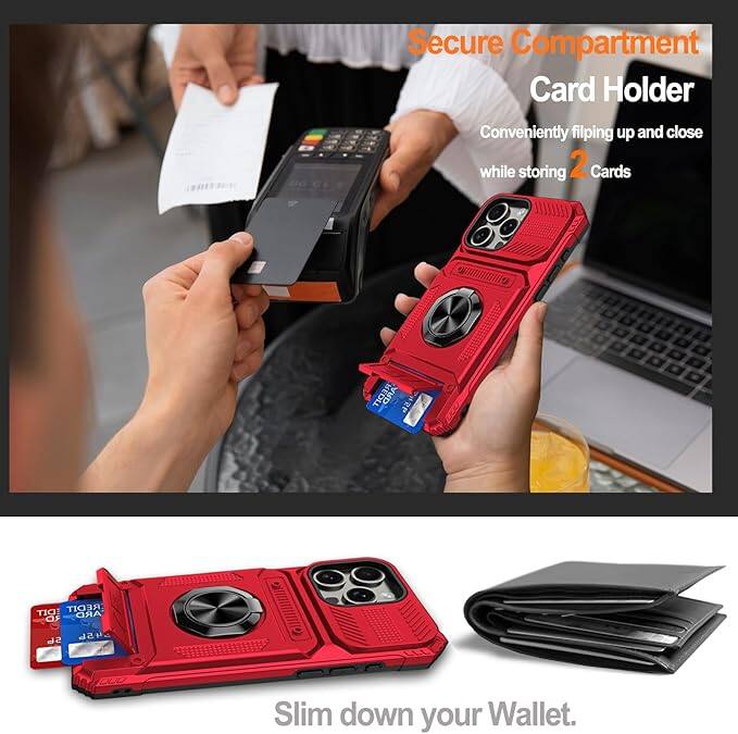 Secure Compartment Card Holder  
Conveniently flipping up and close while storing 2 Cards  

Slim down your Wallet.