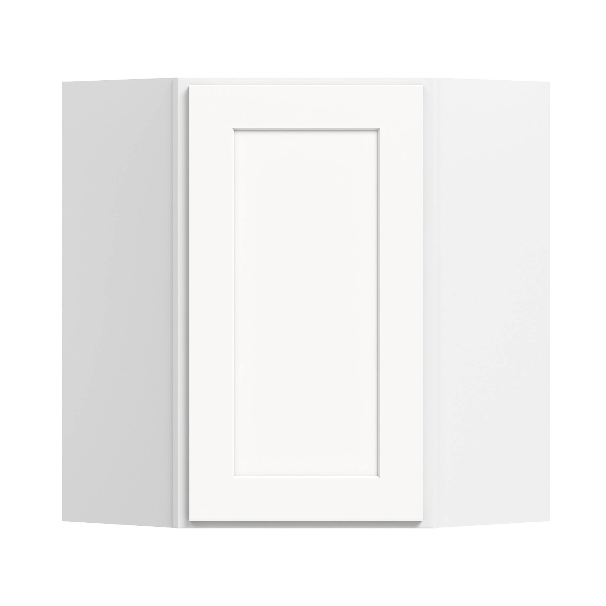 Angle. Boyel Living - 24-Inch W x 30-Inch H x 24-Inch D Shaker Soft-Close Diagonal Corner Wall Cabinet - Creamy White.