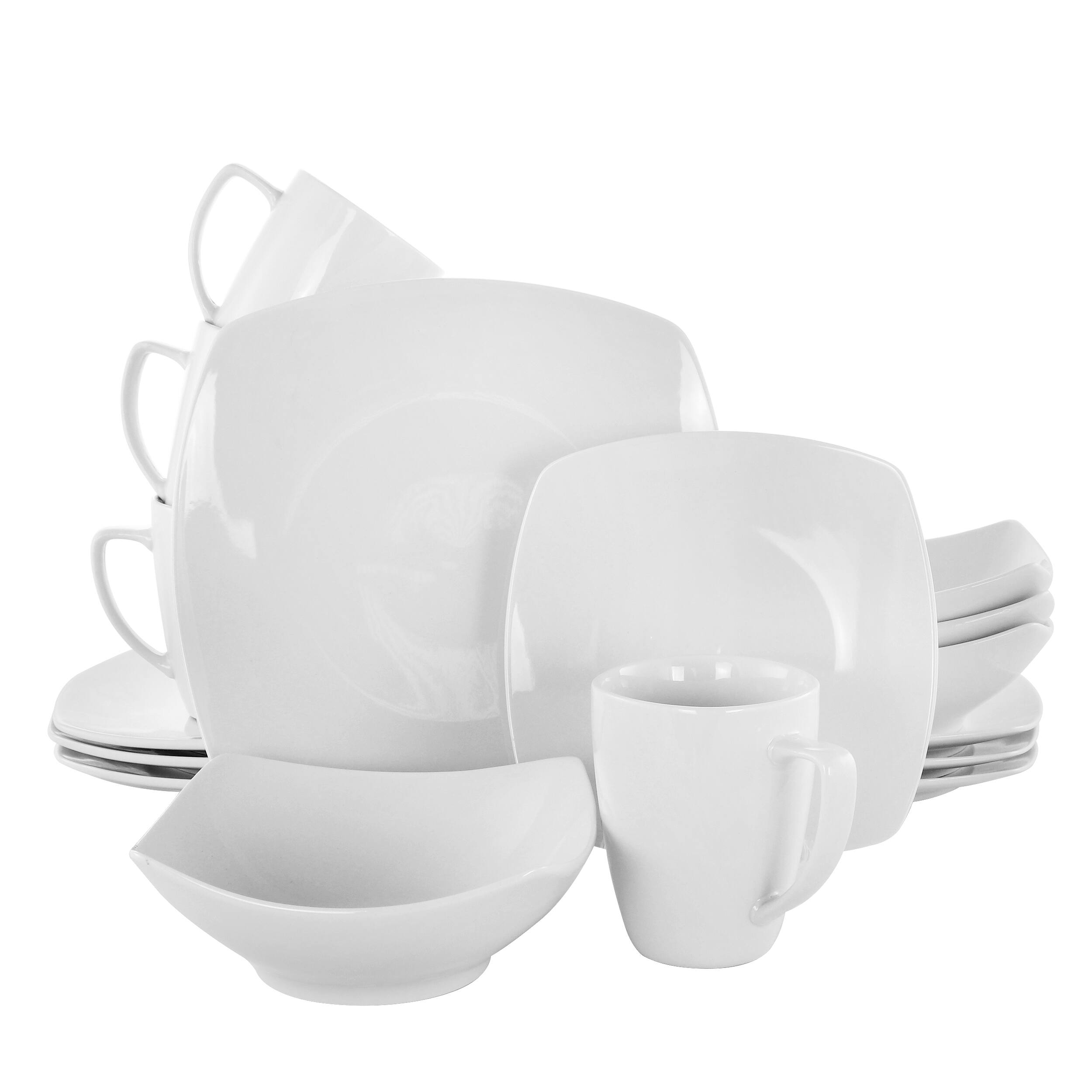 Alt View 7. Gibson - Zen Buffetware 16 piece Square Dinnerware Set - White.