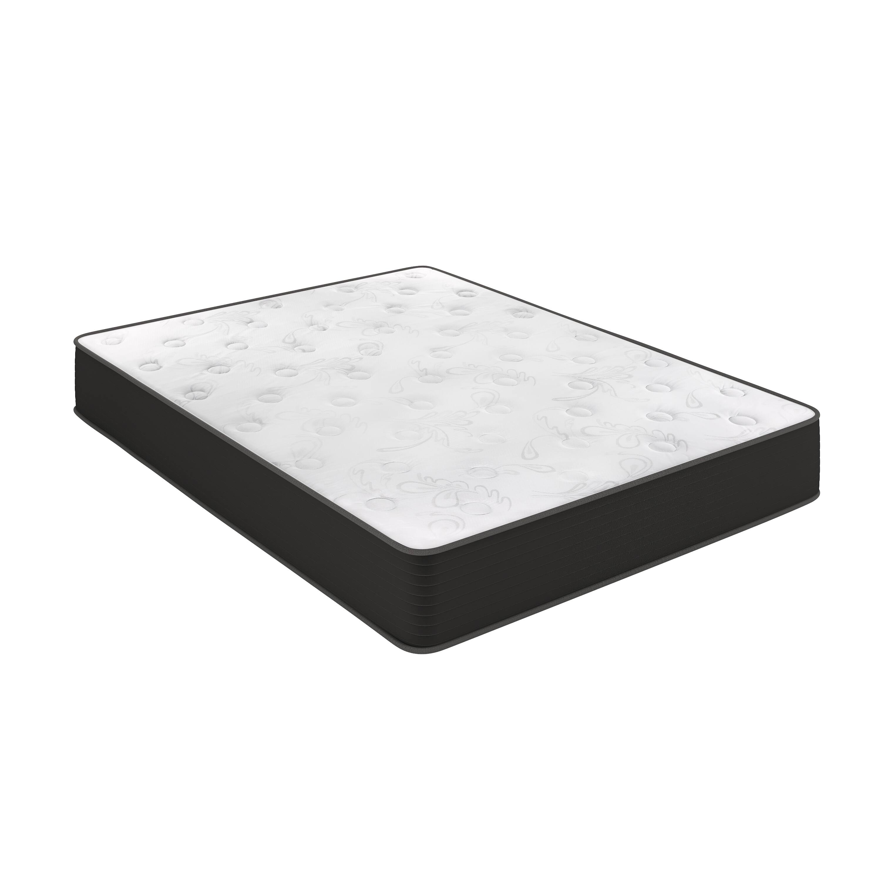 Alt View 1. Emma + Oliver - 10" Hybrid Pocket Spring with Cooling Foam Layer Mattress in a Box - White/Black.