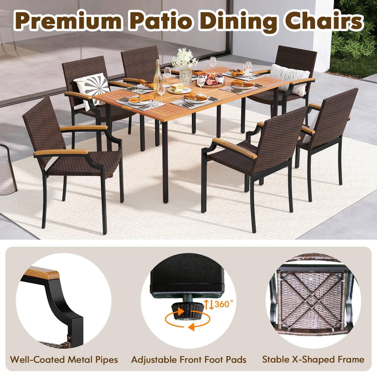 Premium Patio Dining Chairs

- Well-Coated Metal Pipes
- Adjustable Front Foot Pads
- Stable X-Shaped Frame
