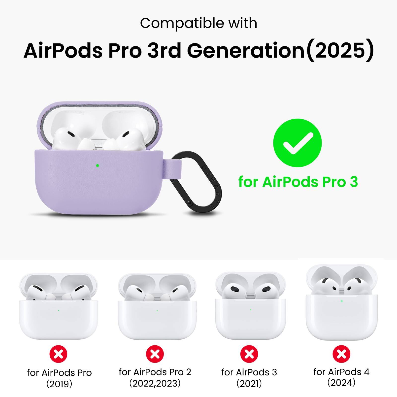 Compatible with AirPods Pro 3rd Generation (2025) for AirPods Pro 3 for AirPods Pro (2019) for AirPods Pro 2 (2022, 2023) for AirPods 3 (2021) for AirPods 4 (2024)