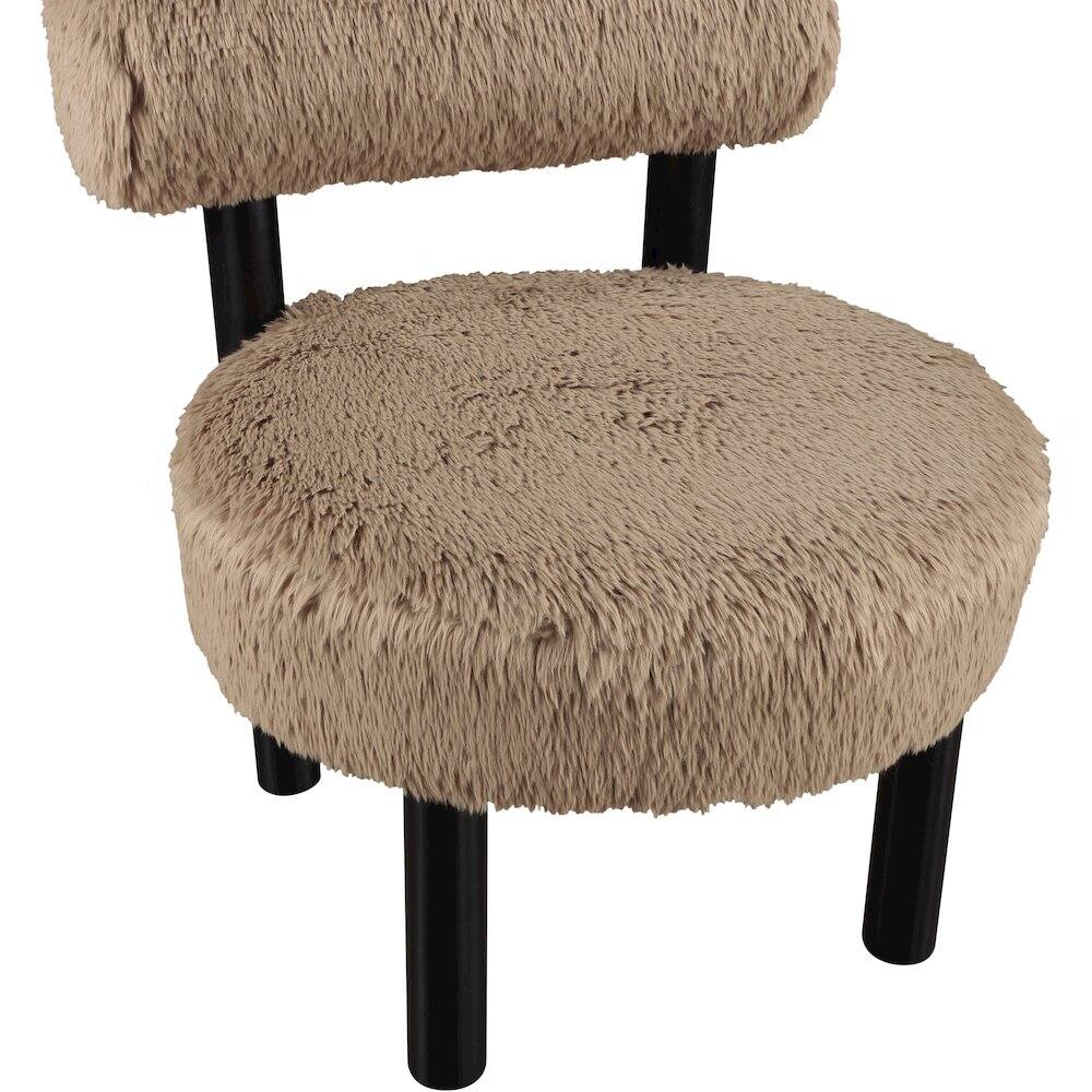 Ambre - Vegan Shearling Fabric Accent Chair - Taupe