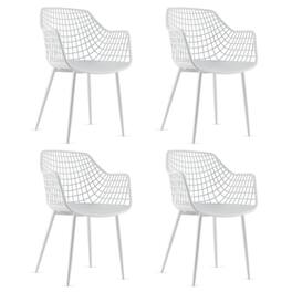Kadyn - Dining Chairs, Kitchen Chairs Trattoria Chairs,Set of 4 Heavy Duty Modern Dining Chair with Airy Hollow Backrest - White