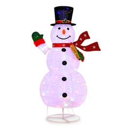 Costway - 6 FT Pre-lit Christmas Snowman Decoration 8 Lighting Modes 4 Brightness - White