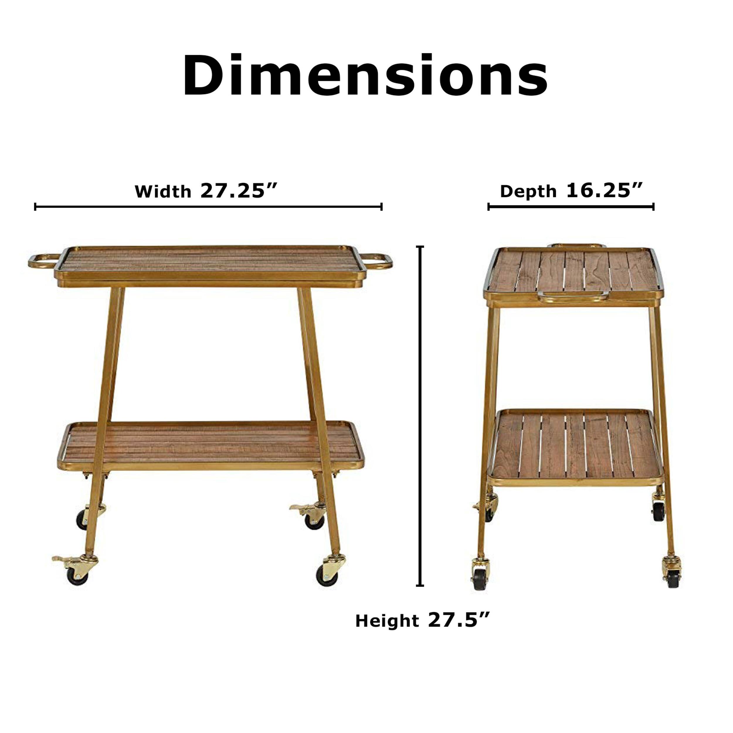Left. Adore Decor - Felix Bar Cart - Gold.