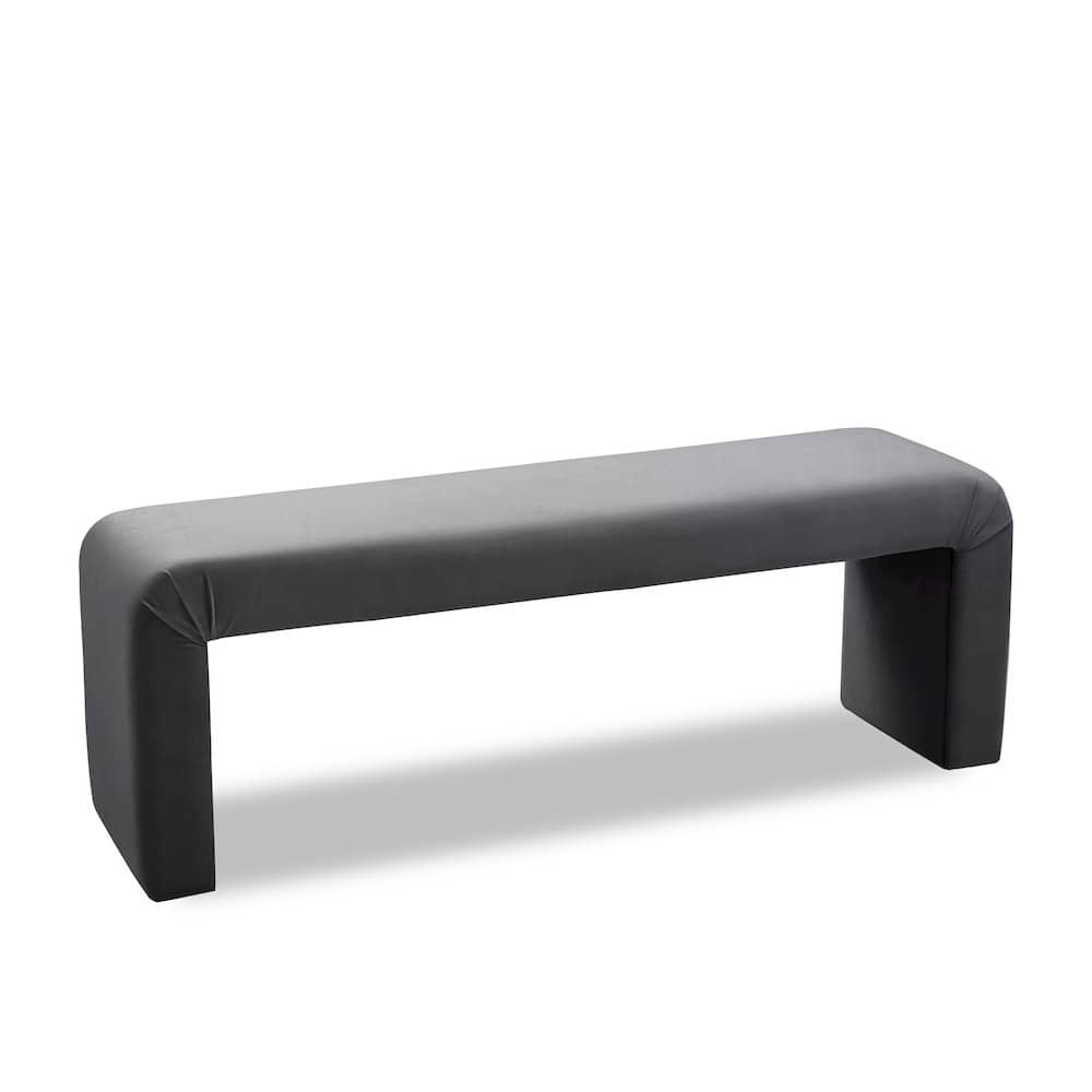 Meridian Furniture - Minimalist Grey Velvet Bench - Gray