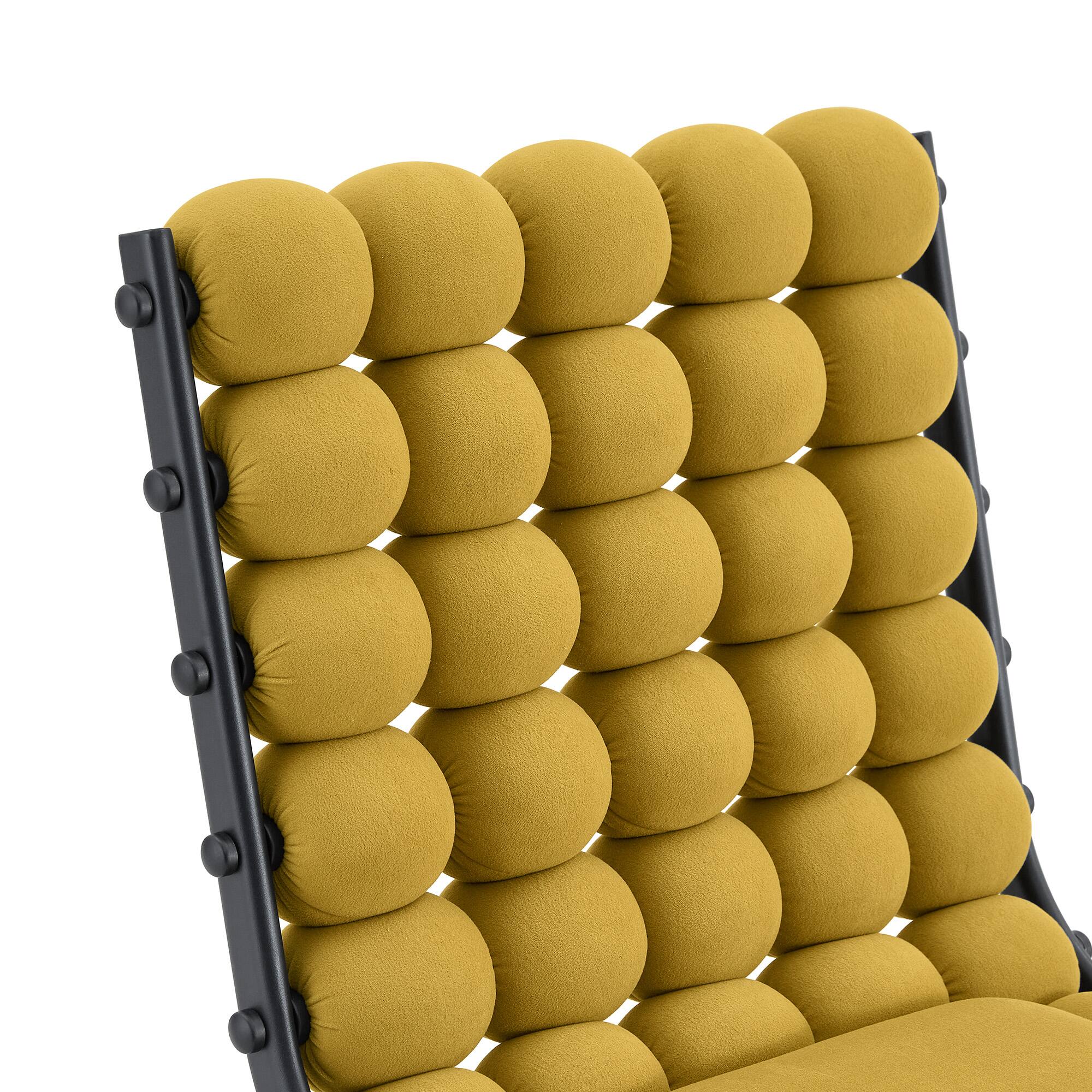 Alt View 9. Loheer - Loheer Bubble Dining Chairs Set of 2, Yellow Velvet Dining Chairs for Kitchen Dining Room, Black Legs, 1.63 ft - Black,Yellow.