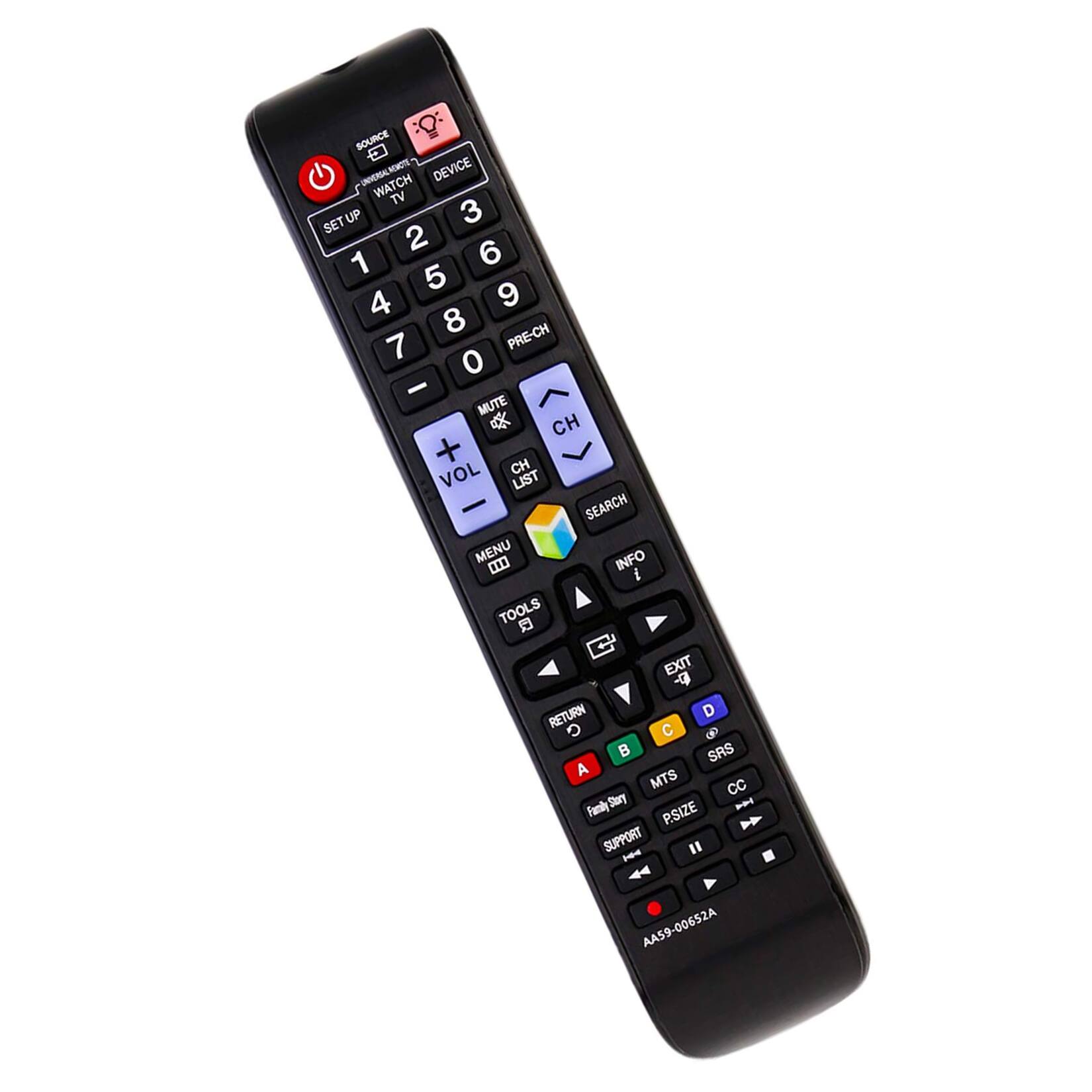 SOURCE: Q: G NERNTE DEVICE WATCH TV SET UP 3 2 6 1 5 4 9 8 PRE-CH 7 0 - MUTE * CH + CH VOL LIST SEARCH MENU INFO I TOOLS EXIT - RETURN D O C aP SRS A MTS cC FamilyStory Stry - P.SIZE SUPPORT " H . AA59-00652A