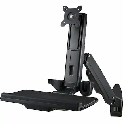 Front. Amer Networks - Amer AMR1AWS-B Wall Mount for Workstation, Monitor, Keyboard, Mouse, Display Screen, Flat Panel Display - Black - Height - Black.