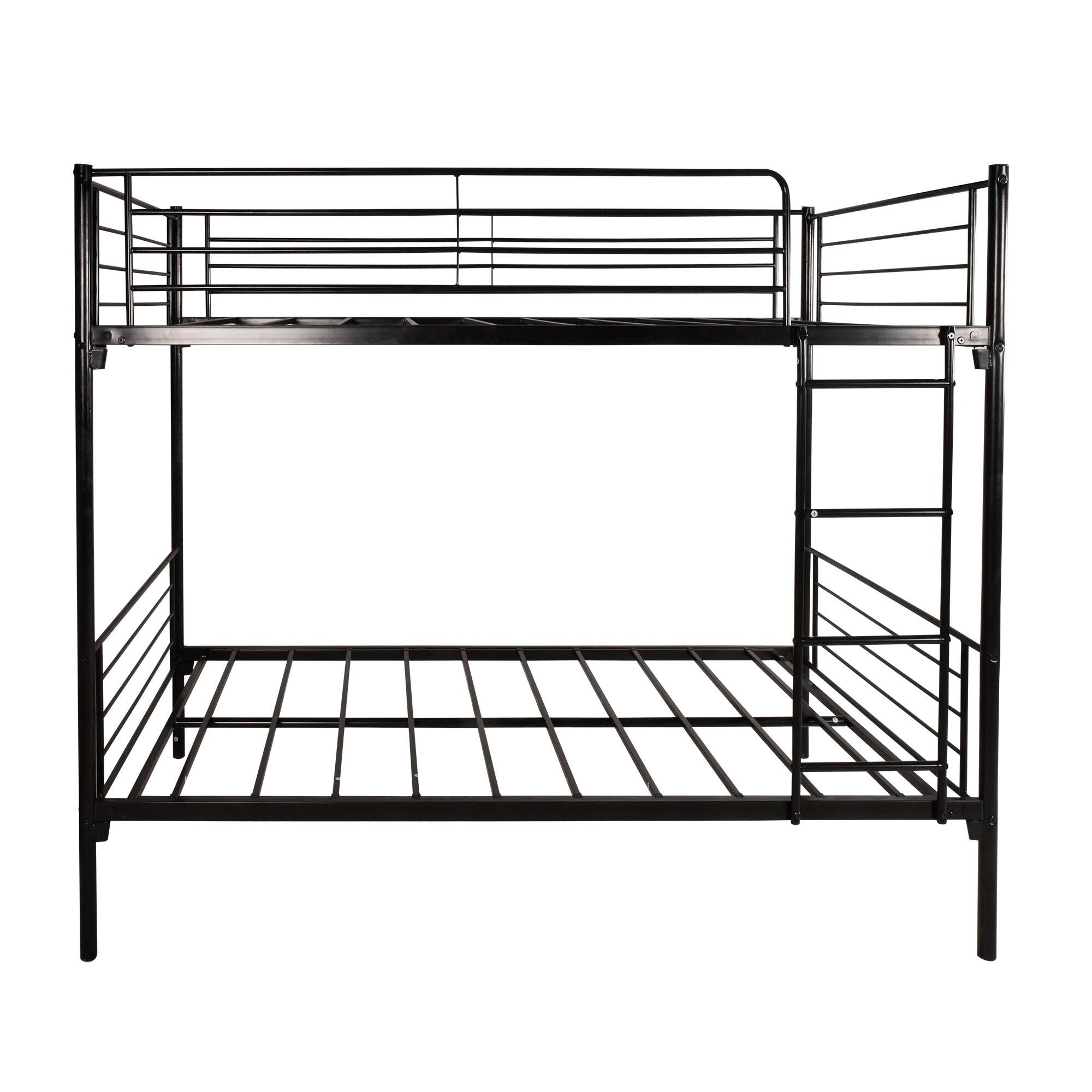 Front. Ecooso - Twin over Twin Bunk Bed, Metal Frame with Ladder - Black.