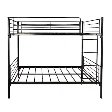 Front. Ecooso - Twin over Twin Bunk Bed, Metal Frame with Ladder - Black.