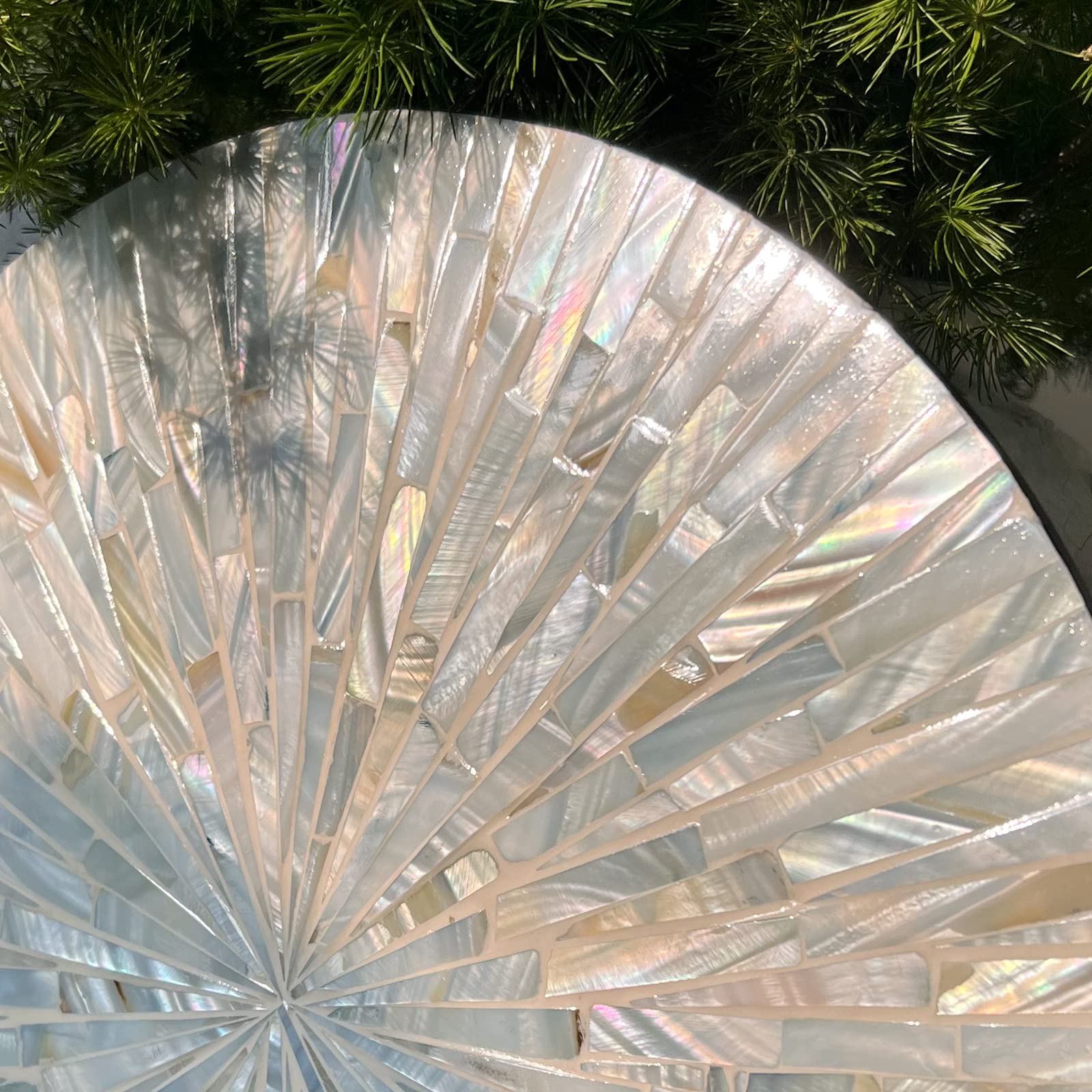 Left. Cedar Assembly - Beach Mirror Wall Decor For Living Room Mother Of Art Bedroom Bathroom Decoration Handmade Round Hanging ... - Light Brown.