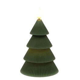 BreeBe - Wax Christmas Tree LED Timer Candle - 6 In H - Dark Green