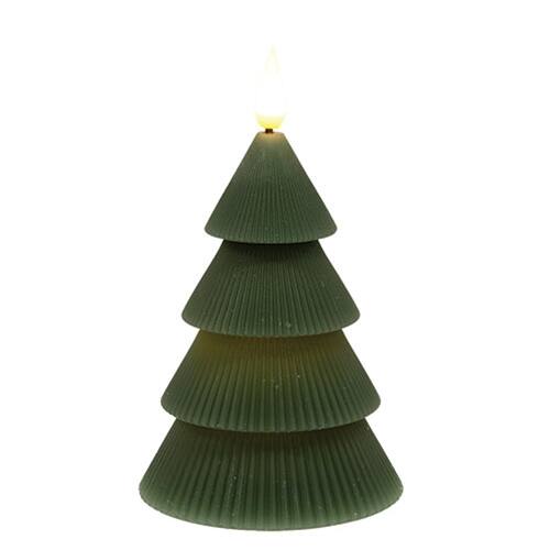 Front. BreeBe - Dark Green Wax Christmas Tree LED Timer Candle - 6 In H - Dark Green.