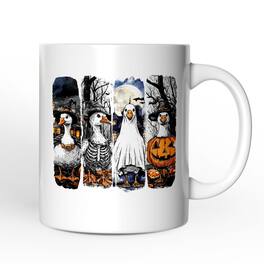OrnamentallyYou - Halloween Goose in Costume Mug, Spooky Fall Geese Gift - White
