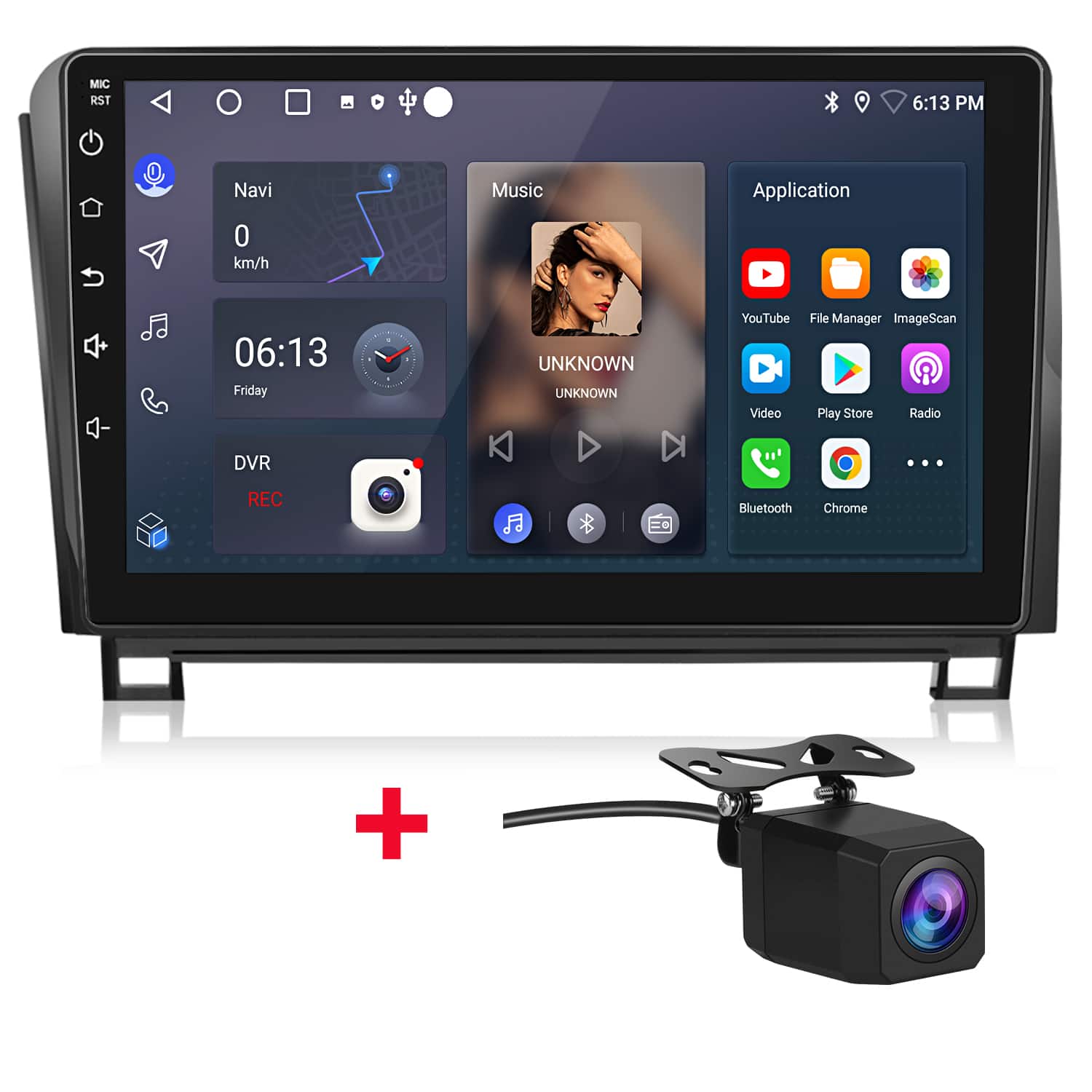 Junsun - 10" Backup Camera carplay 2+64GB Android15 Car Stereo Radio GPS Navi WIFI RDS DSP SWC BT FM For Toyota Tundra 2008-2013 - Black