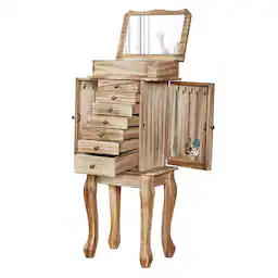 Rustic Brown Standing Jewelry Armoire