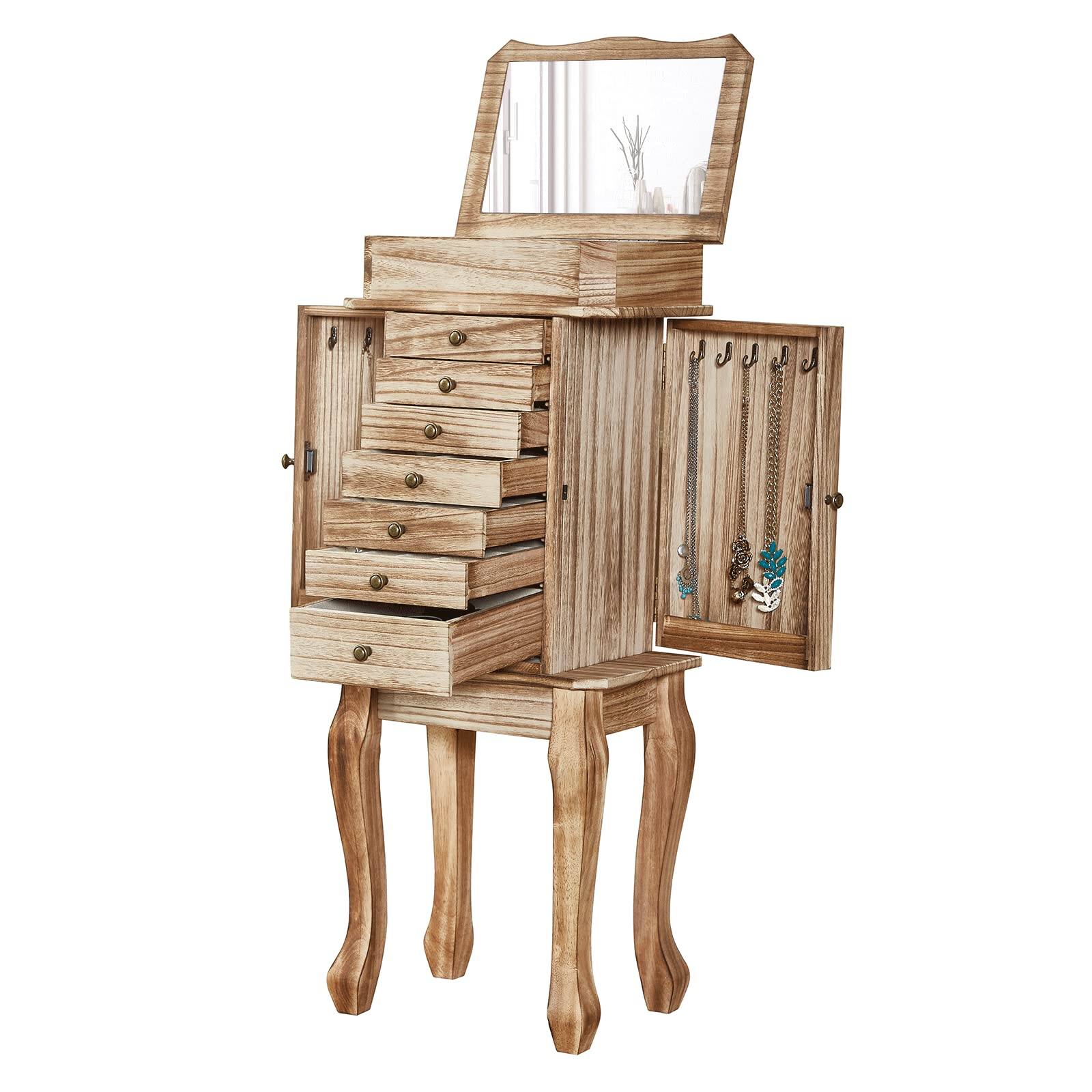 Rustic Brown Standing Jewelry Armoire