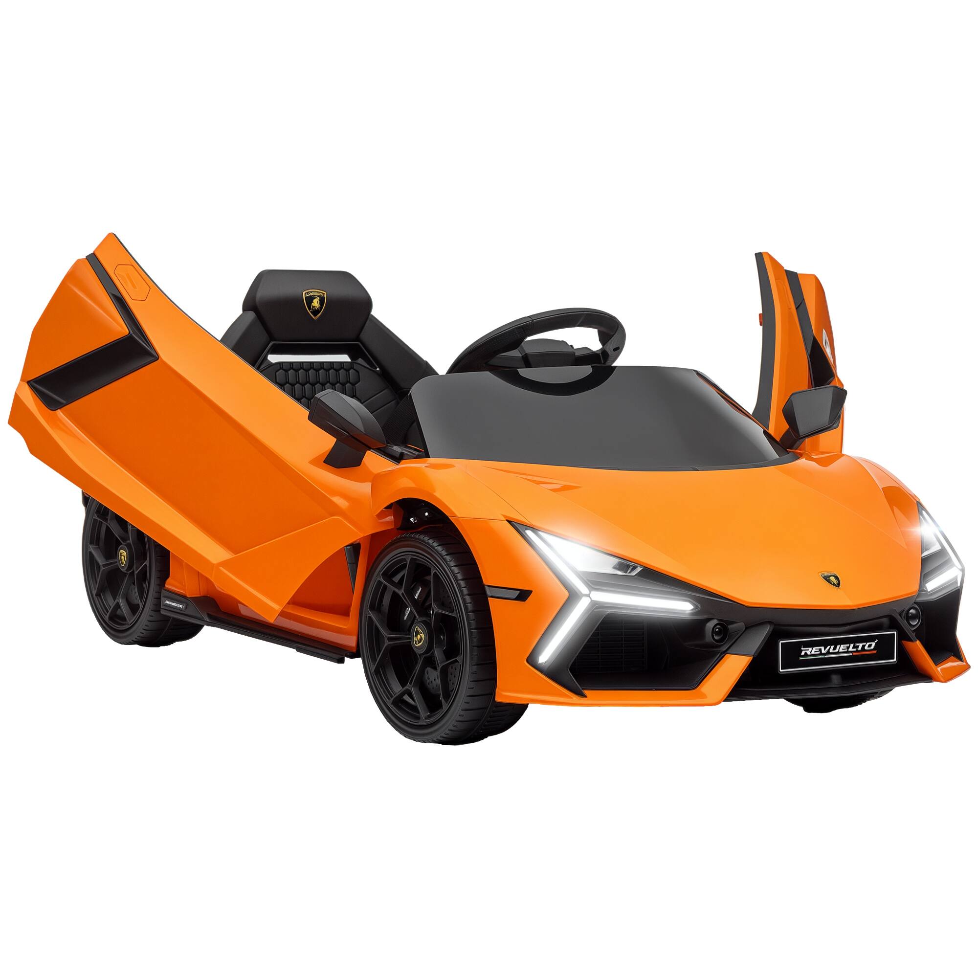 Front. Qaba - Lamborghini Revuelto Licensed 12V Kids Electric Car, Battery Powered Ride on Car with Hydraulic Doors, Remote Control.