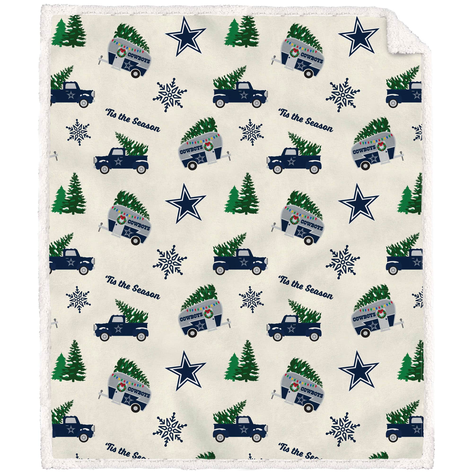 Pegasus - Dallas Cowboys 50'' x 60'' Holiday Pickup Truck Sherpa Flannel Fleece Blanket - Multicolor