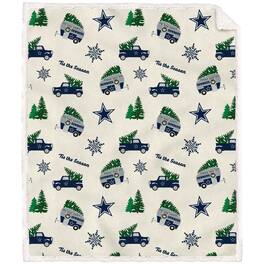 Pegasus - Dallas Cowboys 50'' x 60'' Holiday Pickup Truck Sherpa Flannel Fleece Blanket - Multicolor