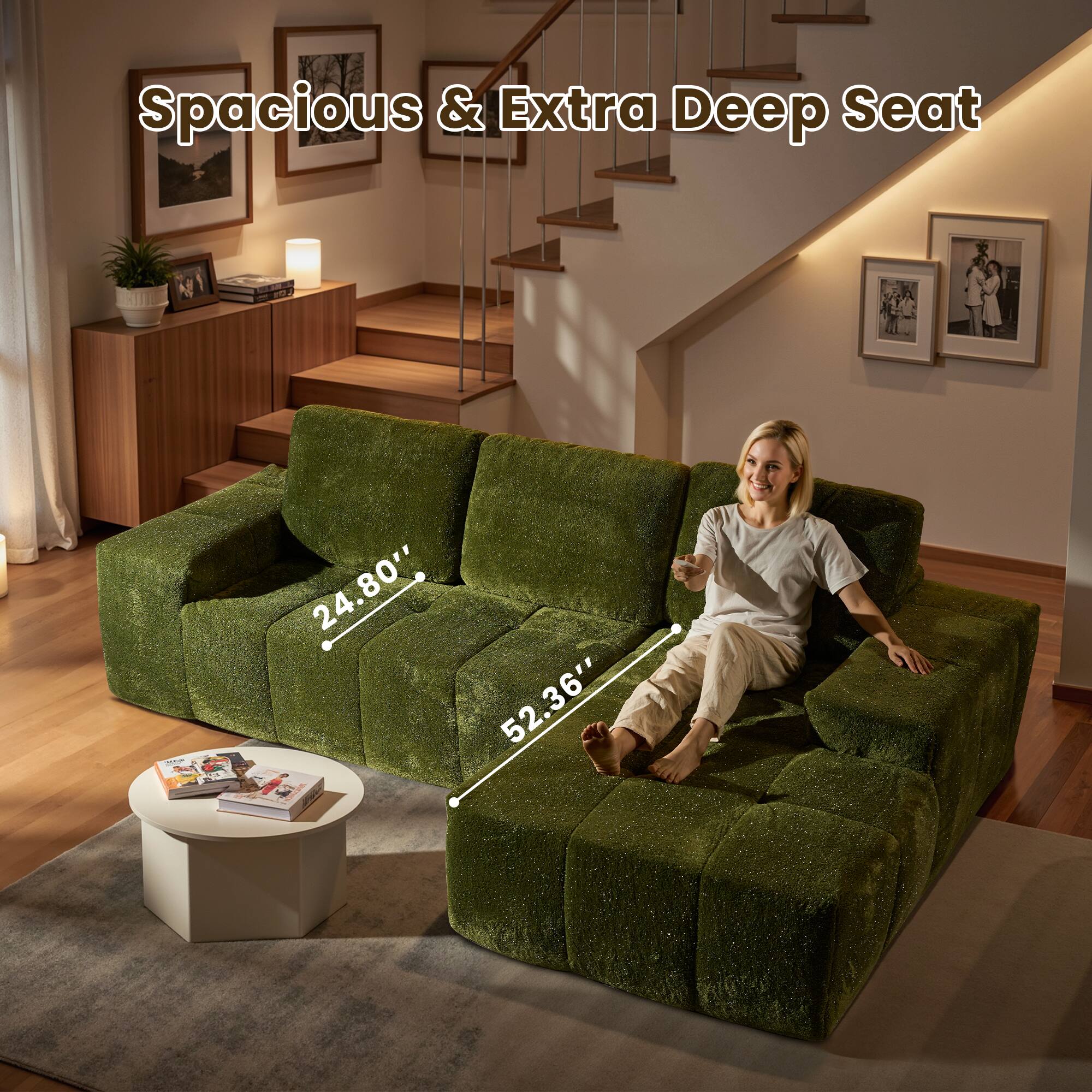 Spacious & Extra Deep Seat

24.80"  
52.36"