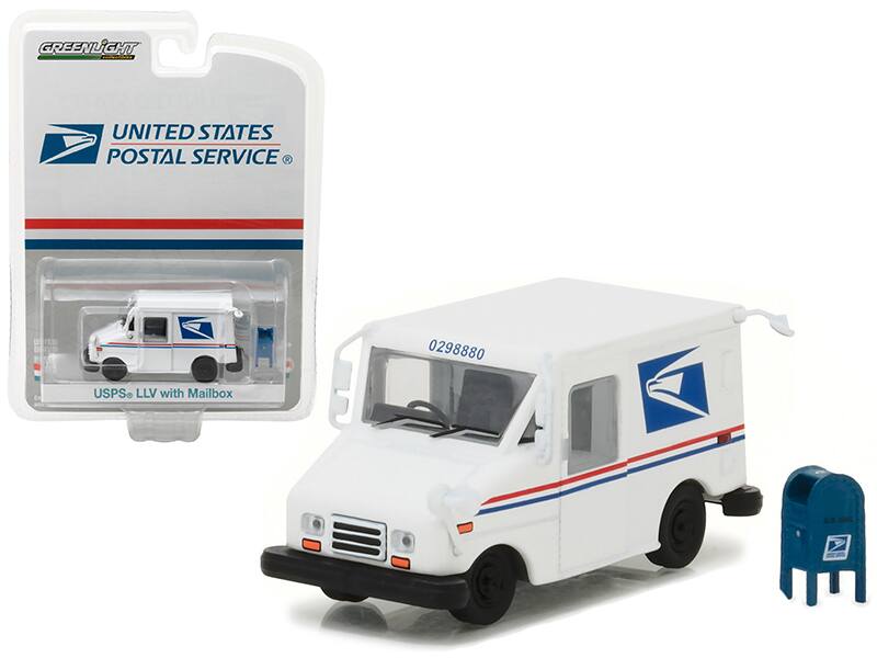 Greenlight - "USPS" Long Life Postal Mail Vehicle (LLV) w/ Mailbox Accessory "Hobby Exclusive" 1/64 - White and Blue