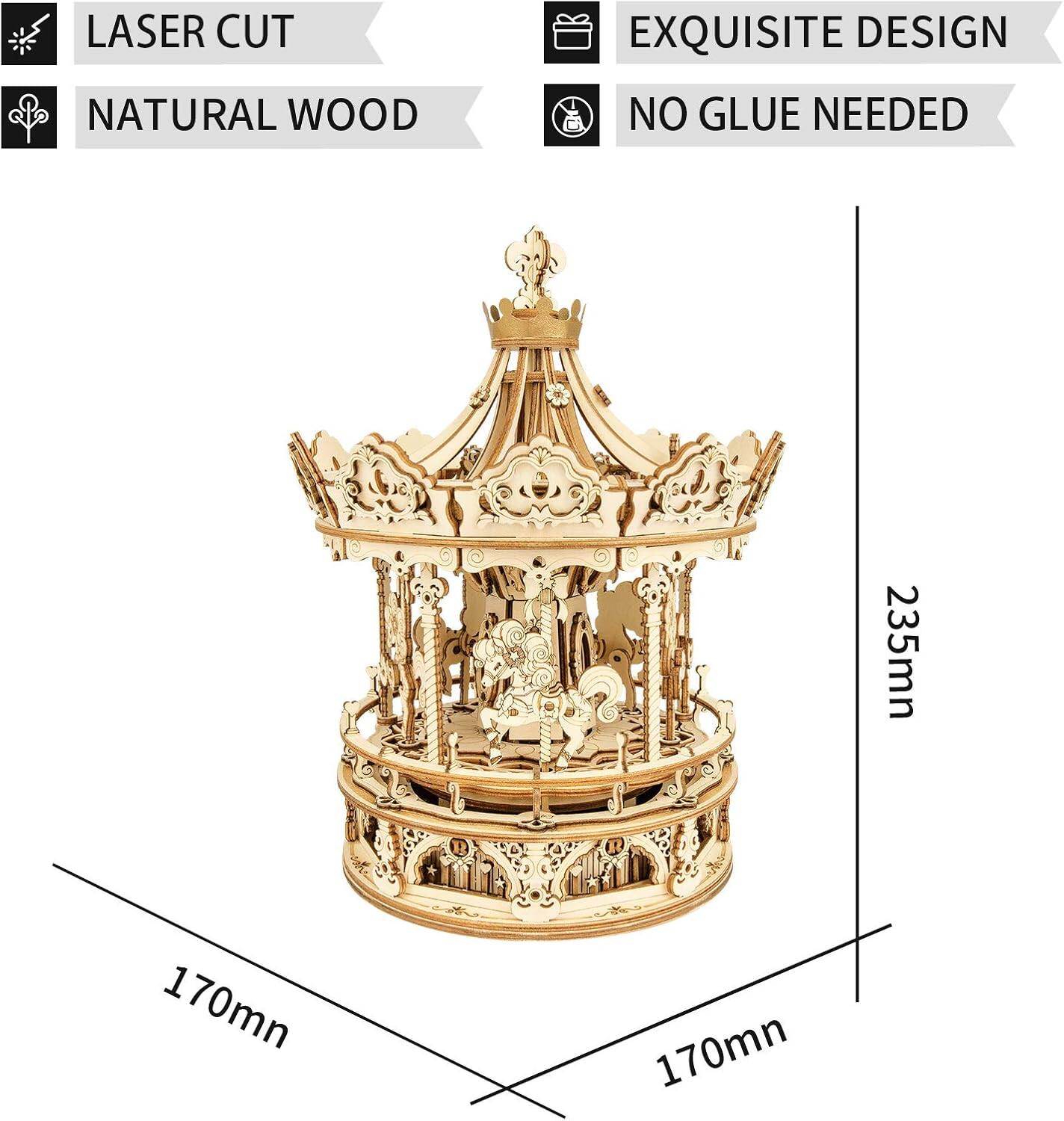 LASER CUT NATURAL WOOD EXQUISITE DESIGN NO GLUE NEEDED  
235mm 170mm 170mm