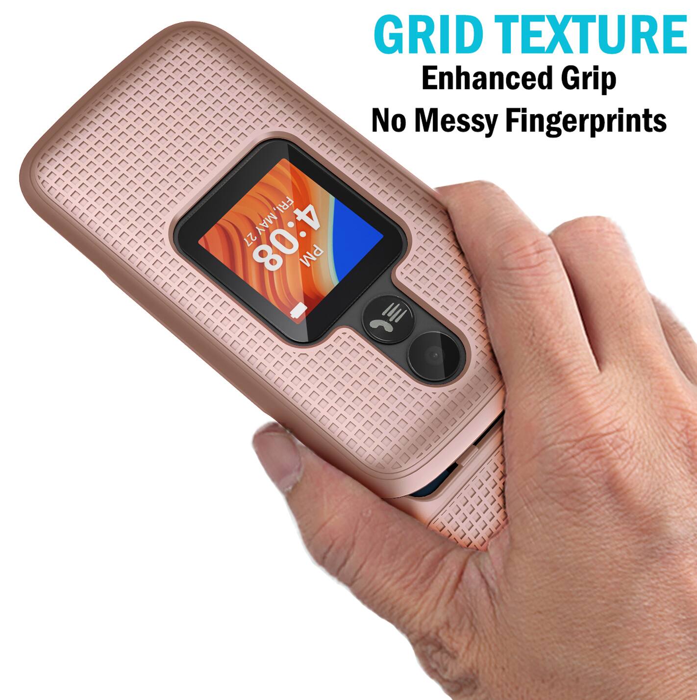 GRID TEXTURE  
Enhanced Grip  
No Messy Fingerprints  

FRI, 27  
4:08 PM