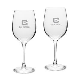 Jardine - Citadel Bulldogs Two-Piece 16oz. Traditional White Wine Glass Set - Multicolor