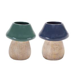 BreeBe - Garden Mushroom Planter (Set of 2) - Green, Blue
