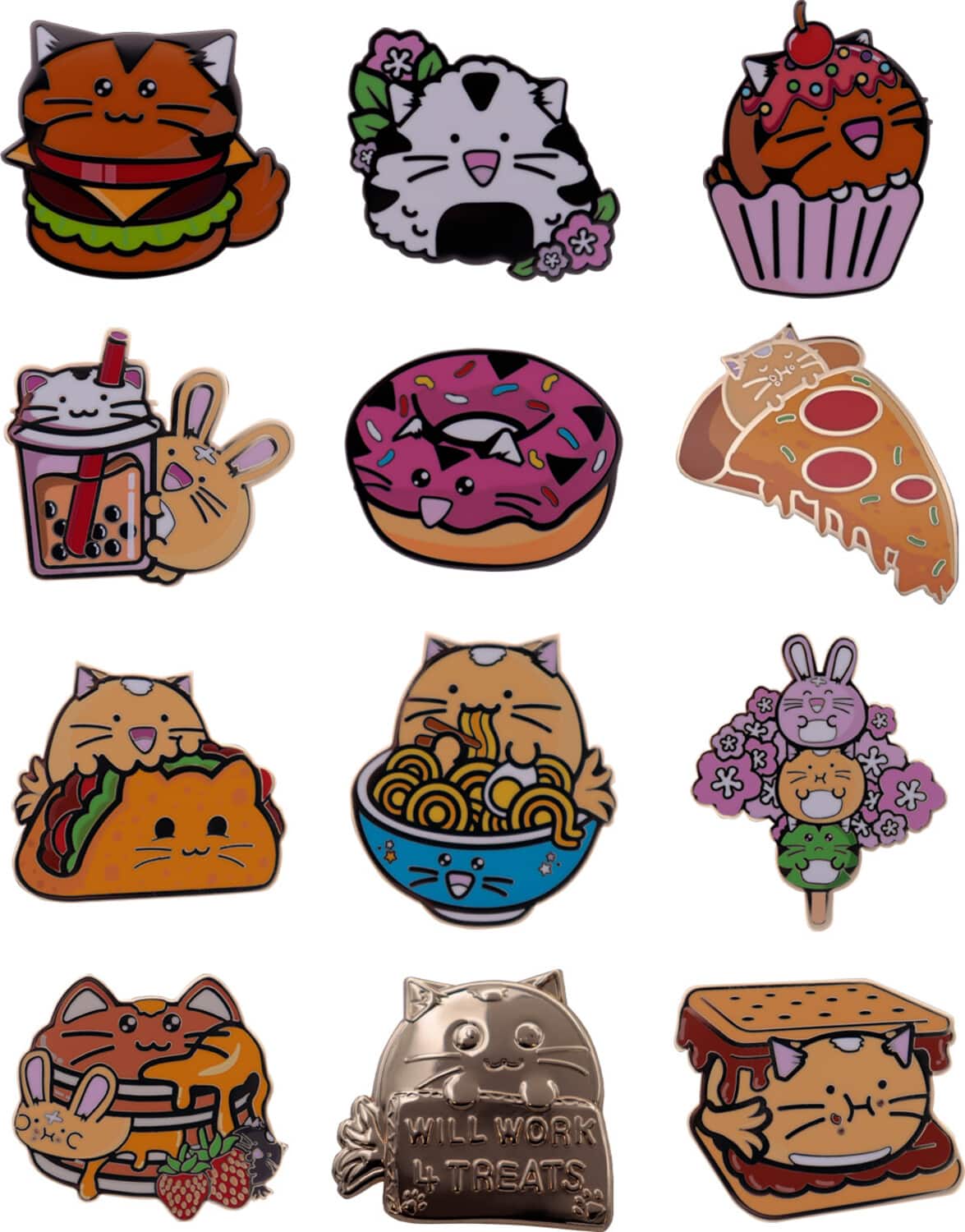 PopMarket - Fuzzballs - Mystery Pin Badge - 12ct Blind Box Display - COLLECTIBLES - Multicolor