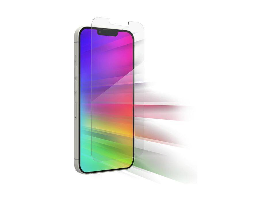 Front. ZAGG - ZAGG InvisibleShield Glass Elite Vision Guard Screen Protector for Apple iPhone 14 Plus/ 13 Pro Max - 5X Stronger, Blue- - Clear.