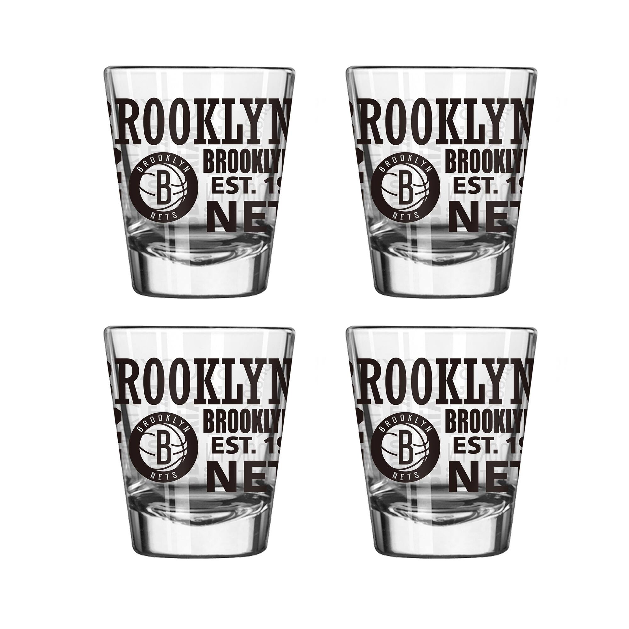 Logo Brands - Brooklyn Nets 4-Pack 2oz. Shot Glass Set - Multicolor