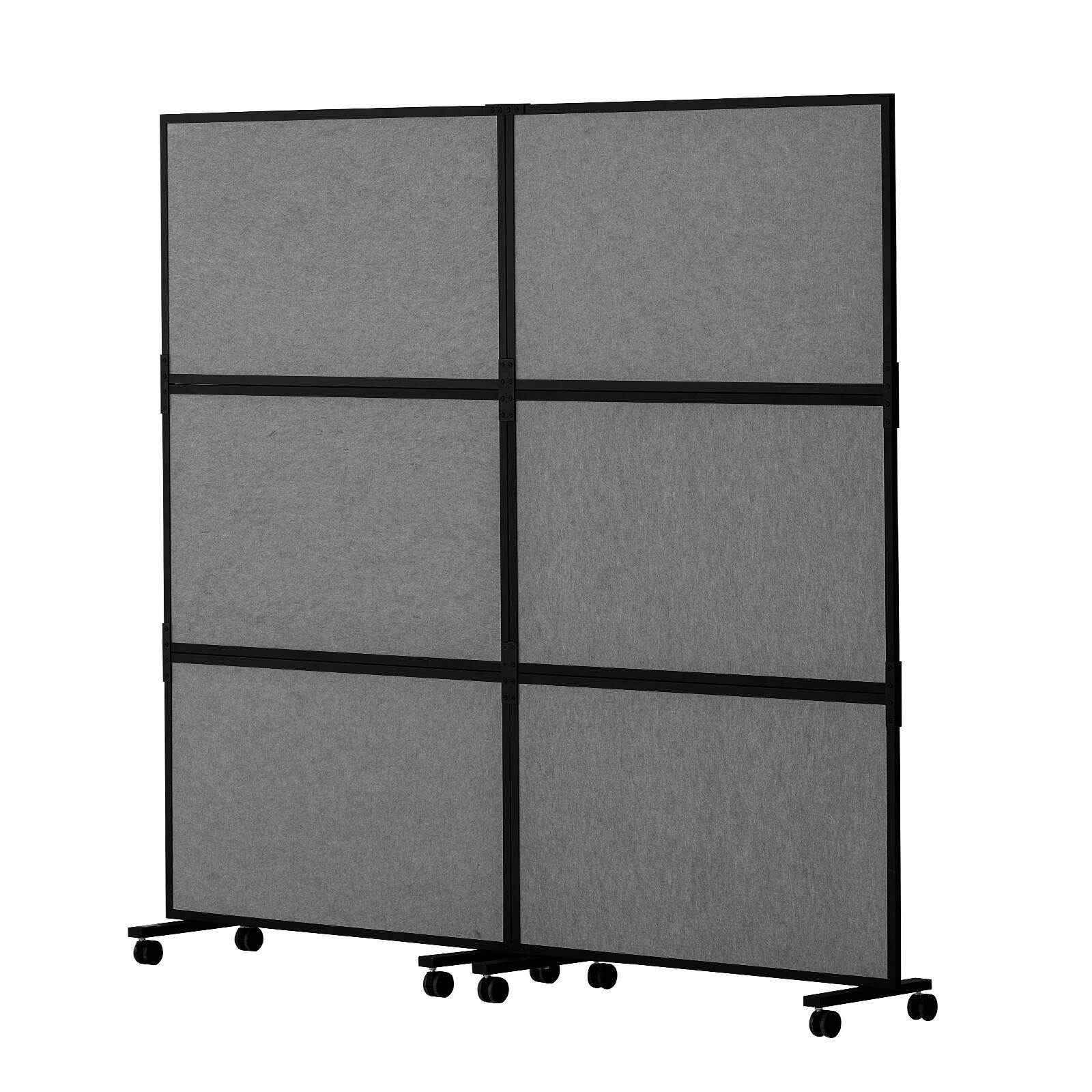 VEVOR - Office Divider, 2 Panel Office Partition, Freestanding Office Divider Wall Partition & Privacy Divider Reduce Noise - Medium Gray