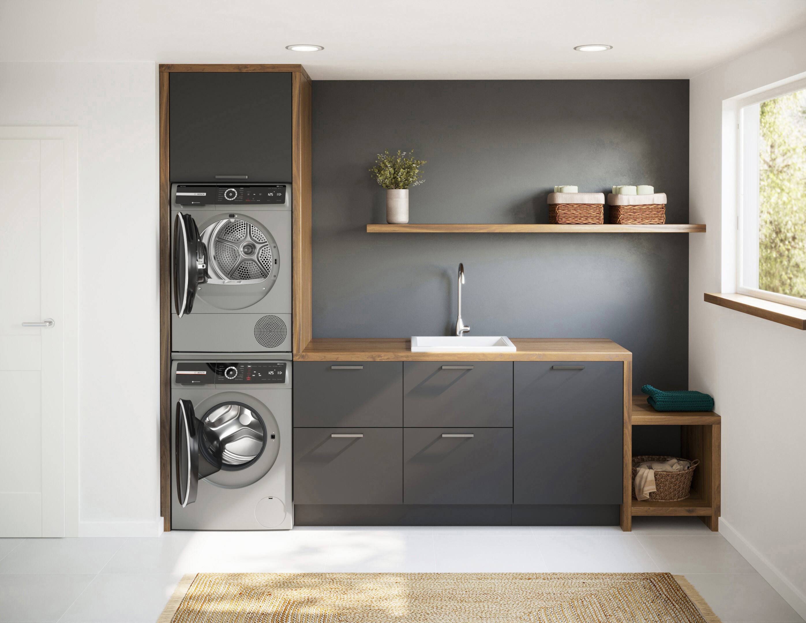 Alt View 8. Bosch - 800 Series 2.4 Cu. Ft. High-Efficiency Stackable Smart Front Load Washer with Steam and 4D Wash System - Pearl steel.